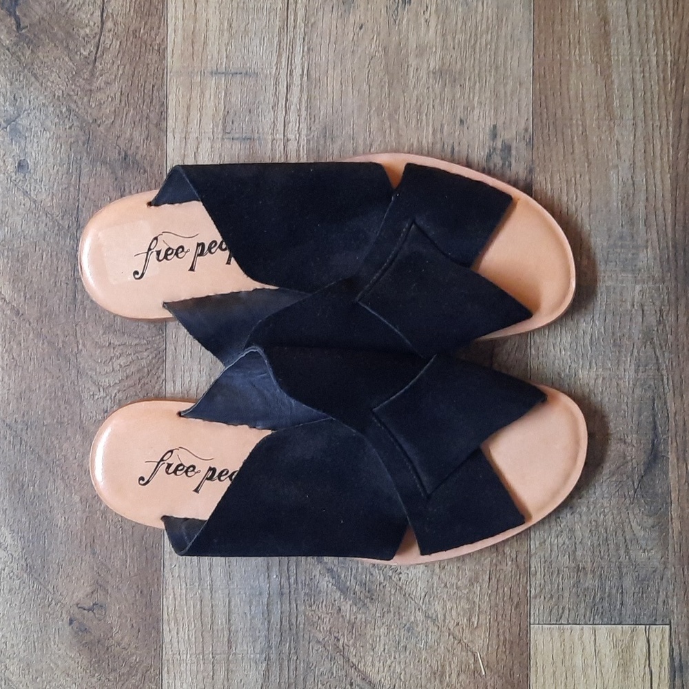 Free People black slip-on sandals